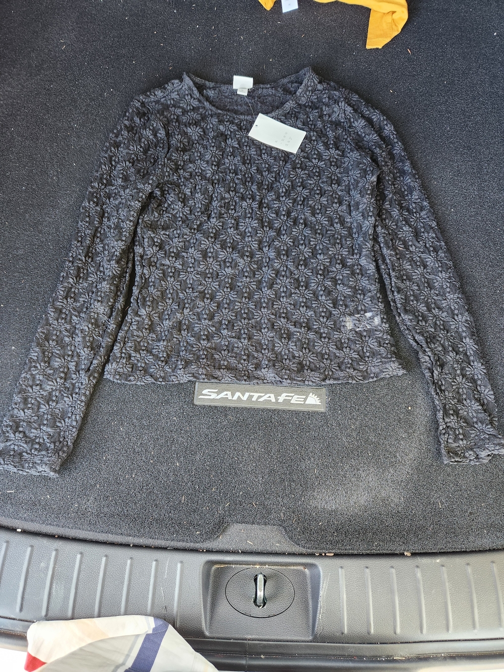 A New Day Black Floral Textured Lace Long Sleeve Top Women’s Size M NWT - Picture 3 of 6